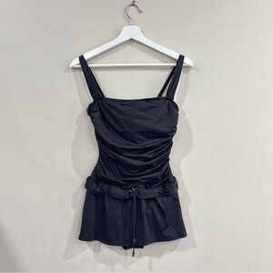 Bleu Rod Beattie Black Swimdress One Piece Swimsuit Size 8 Ruched Belted